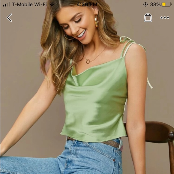 green satin top from shein - Picture 1 of 2